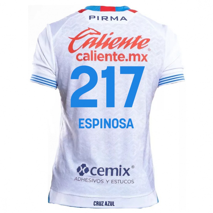 Niño Fútbol Camiseta Samuel Espinosa #217 Blanco Azul 2ª Equipación 2024/25 México