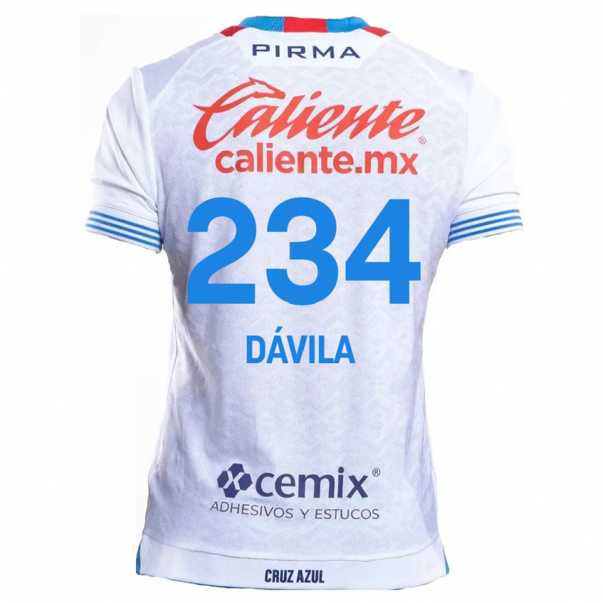 Niño Fútbol Camiseta Emilio Dávila #234 Blanco Azul 2ª Equipación 2024/25 México