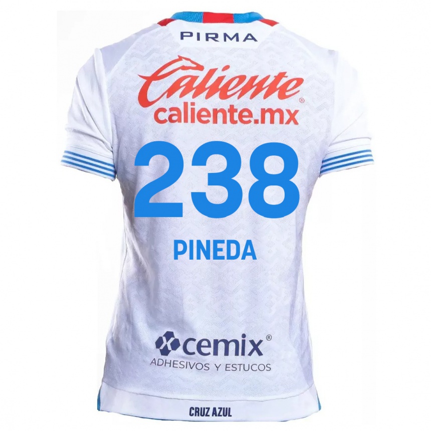 Niño Fútbol Camiseta Zadiel Pineda #238 Blanco Azul 2ª Equipación 2024/25 México