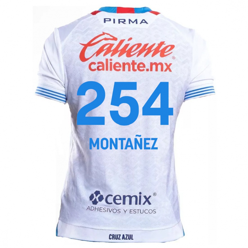 Niño Fútbol Camiseta Humberto Montañez #254 Blanco Azul 2ª Equipación 2024/25 México