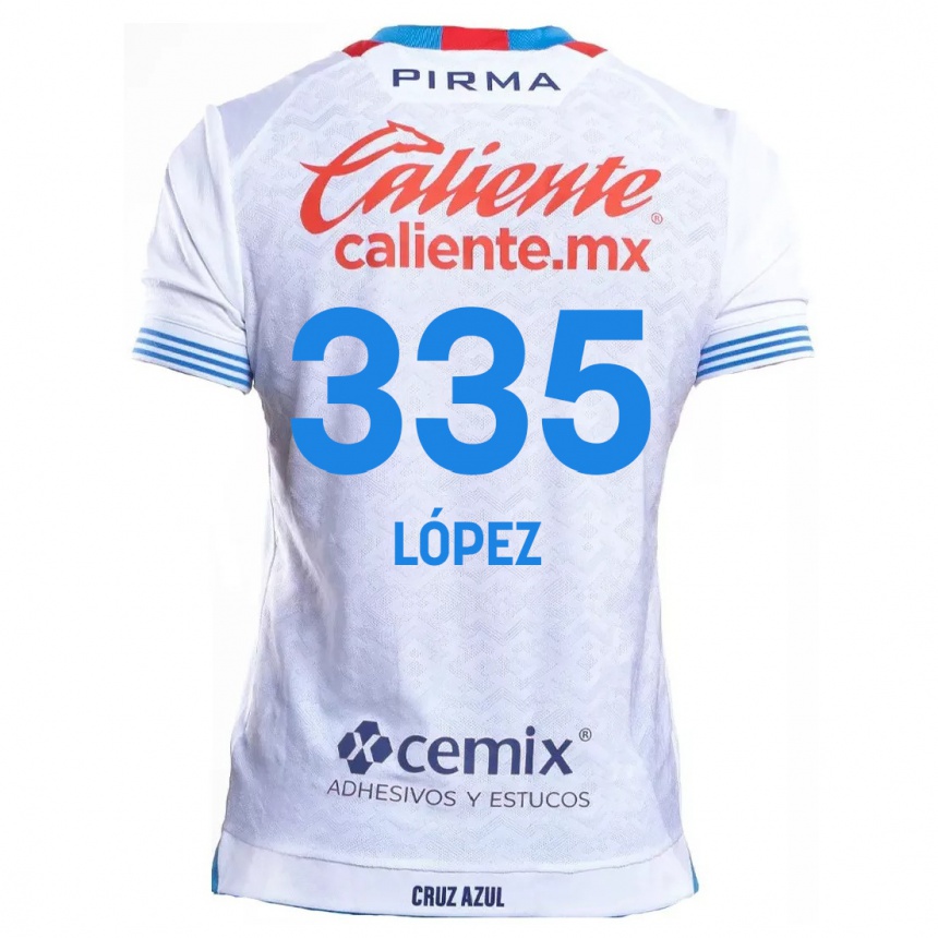 Niño Fútbol Camiseta Alfredo López #335 Blanco Azul 2ª Equipación 2024/25 México