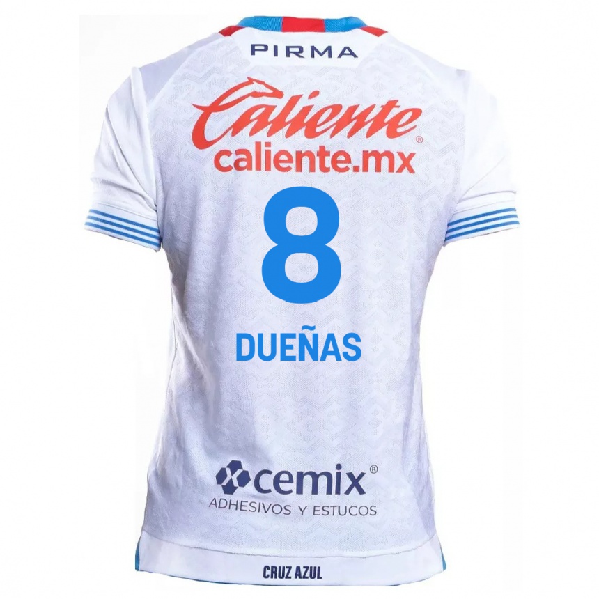 Niño Fútbol Camiseta Jesús Dueñas #8 Blanco Azul 2ª Equipación 2024/25 México