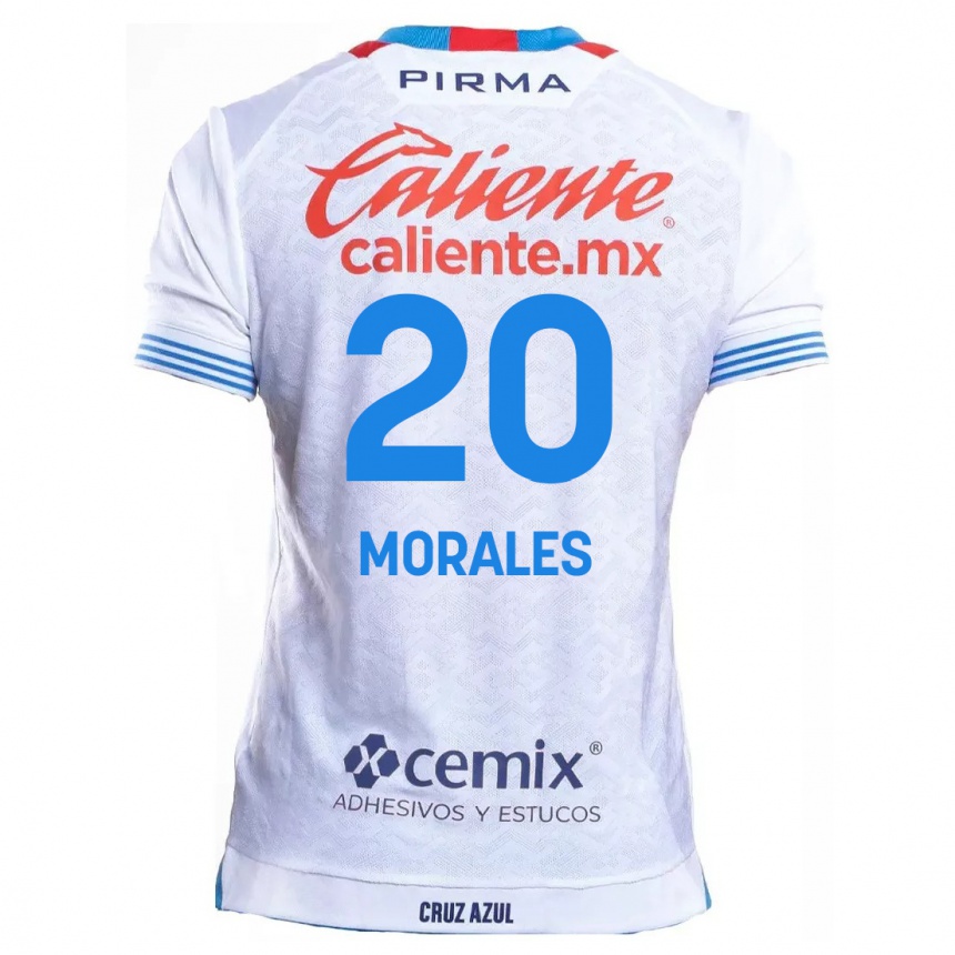 Niño Fútbol Camiseta Iván Morales #20 Blanco Azul 2ª Equipación 2024/25 México