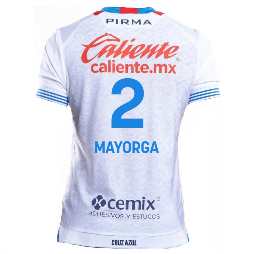 Niño Fútbol Camiseta Alejandro Mayorga #2 Blanco Azul 2ª Equipación 2024/25 México