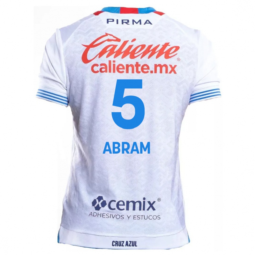 Niño Fútbol Camiseta Luis Abram #5 Blanco Azul 2ª Equipación 2024/25 México