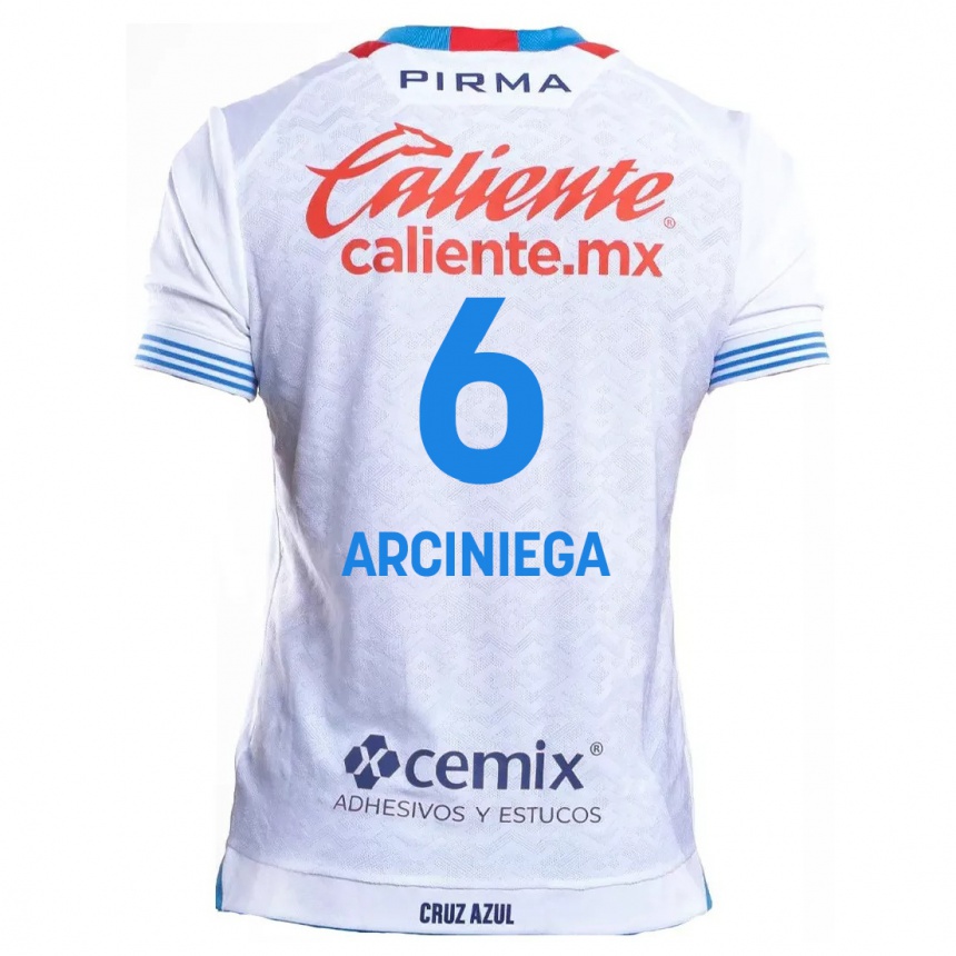 Niño Fútbol Camiseta Mirelle Arciniega #6 Blanco Azul 2ª Equipación 2024/25 México