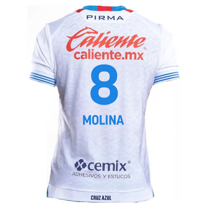 Niño Fútbol Camiseta Dalia Molina #8 Blanco Azul 2ª Equipación 2024/25 México