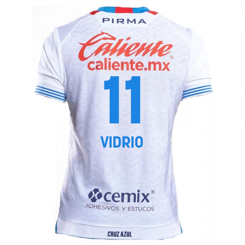 Niño Fútbol Camiseta Nailea Vidrio #11 Blanco Azul 2ª Equipación 2024/25 México