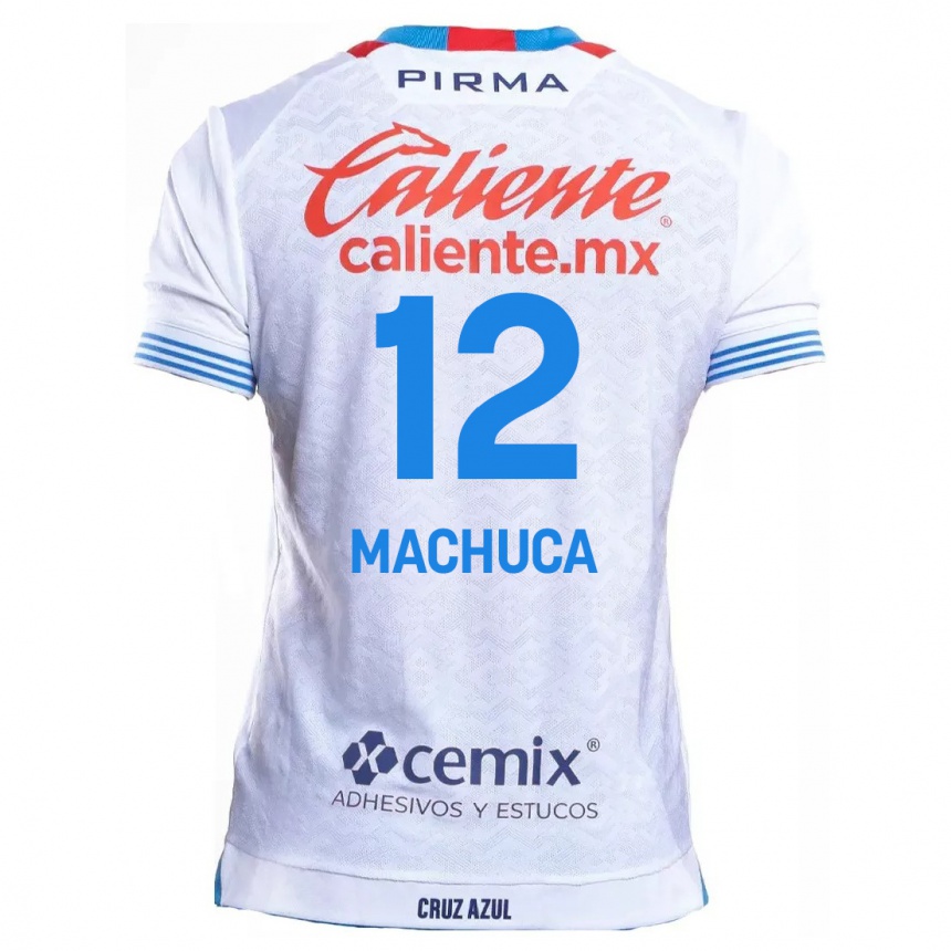 Niño Fútbol Camiseta Gabriela Machuca #12 Blanco Azul 2ª Equipación 2024/25 México