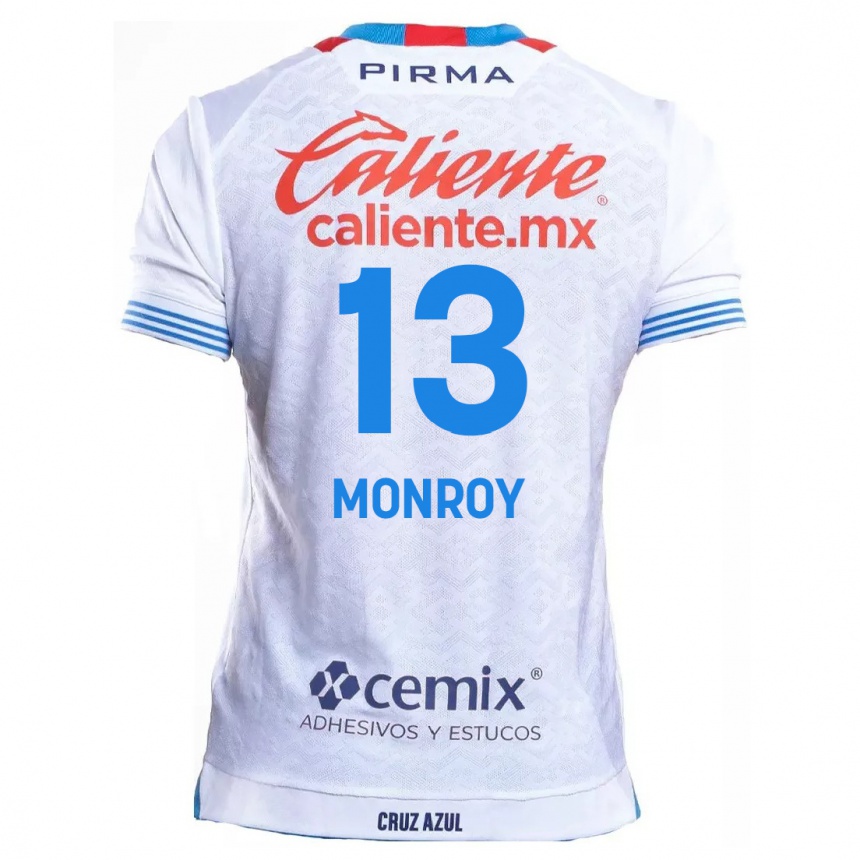 Niño Fútbol Camiseta Daniela Monroy #13 Blanco Azul 2ª Equipación 2024/25 México