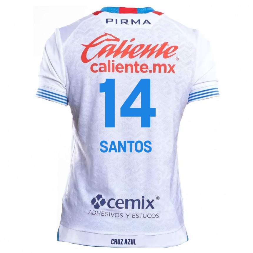 Niño Fútbol Camiseta Eleisa Santos #14 Blanco Azul 2ª Equipación 2024/25 México