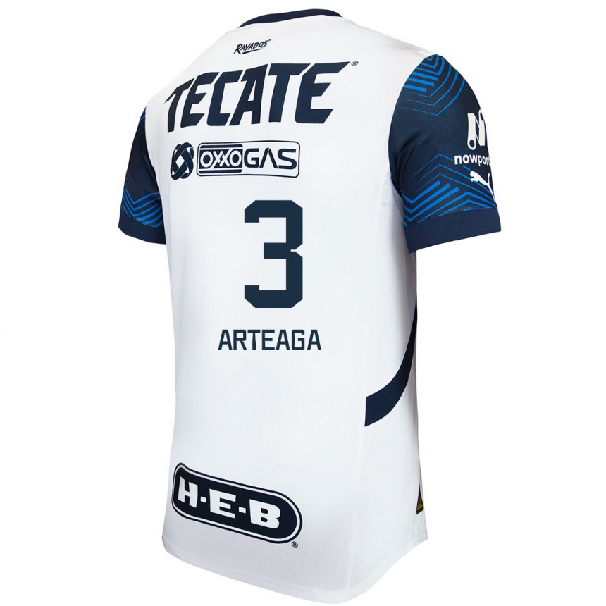 Niño Fútbol Camiseta Gerardo Arteaga #3 Blanco Azul 2ª Equipación 2024/25 México