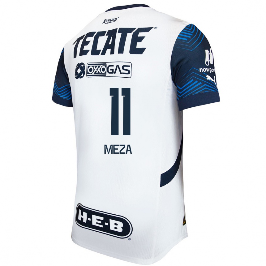 Niño Fútbol Camiseta Maximiliano Meza #11 Blanco Azul 2ª Equipación 2024/25 México