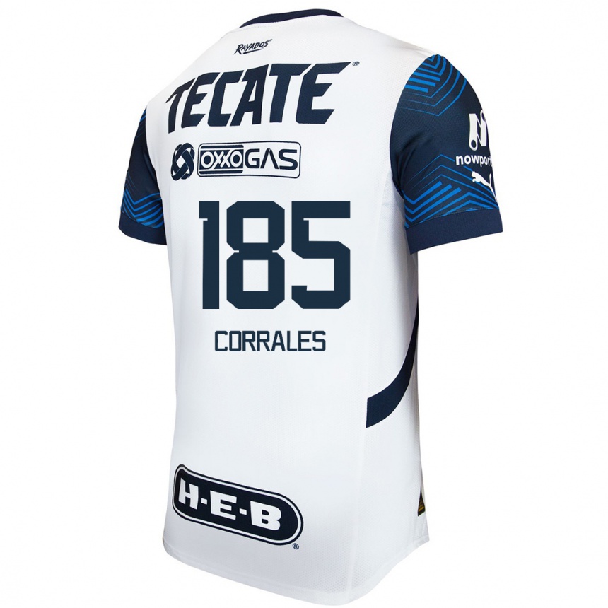 Niño Fútbol Camiseta Ángel Corrales #185 Blanco Azul 2ª Equipación 2024/25 México