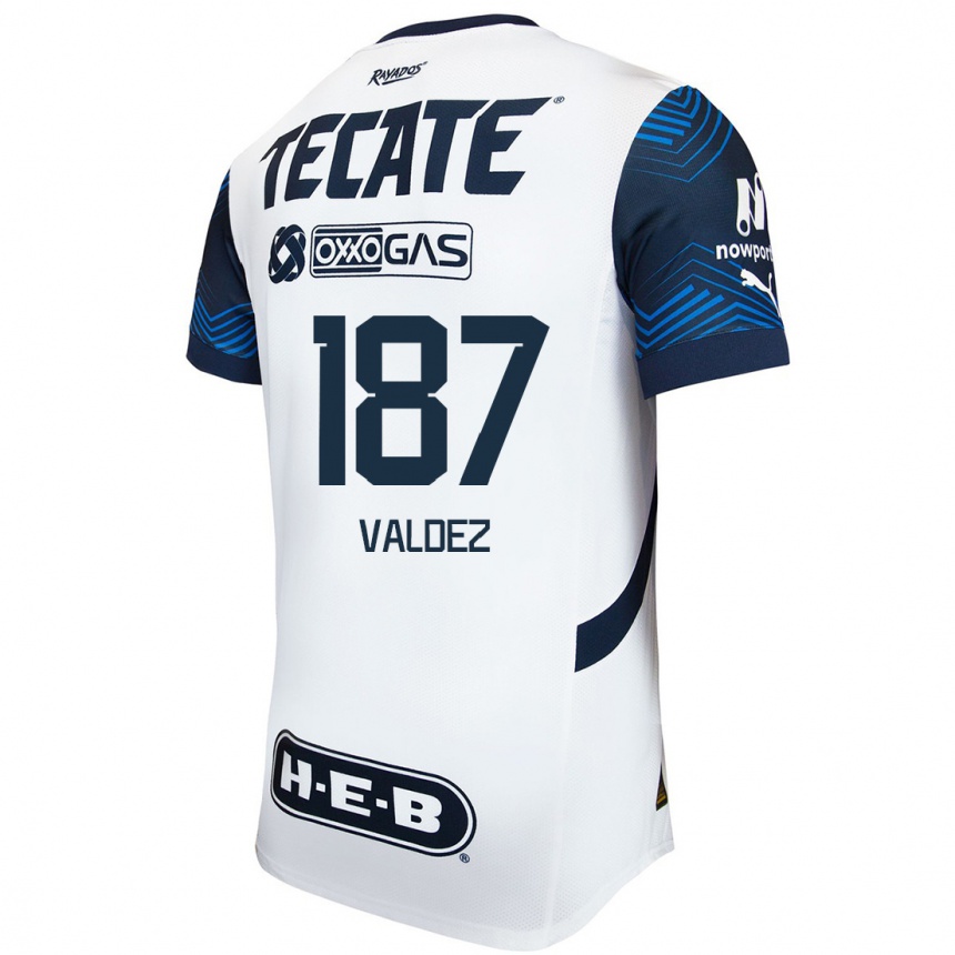 Niño Fútbol Camiseta Érick Valdez #187 Blanco Azul 2ª Equipación 2024/25 México