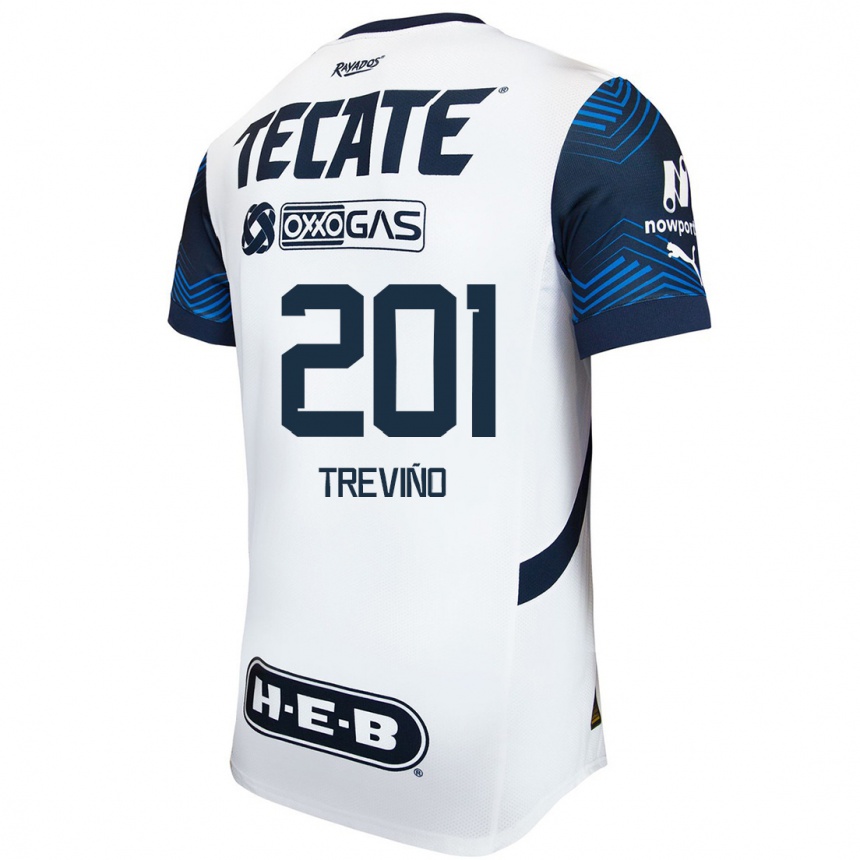 Niño Fútbol Camiseta José Treviño #201 Blanco Azul 2ª Equipación 2024/25 México