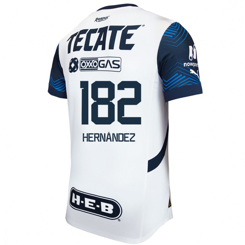 Niño Fútbol Camiseta Derek Hernández #182 Blanco Azul 2ª Equipación 2024/25 México