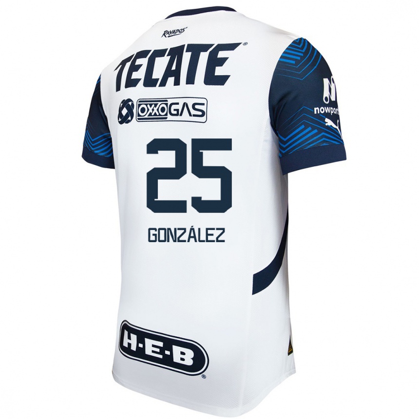 Niño Fútbol Camiseta Jonathan González #25 Blanco Azul 2ª Equipación 2024/25 México