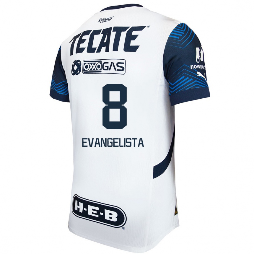 Niño Fútbol Camiseta Diana Evangelista #8 Blanco Azul 2ª Equipación 2024/25 México