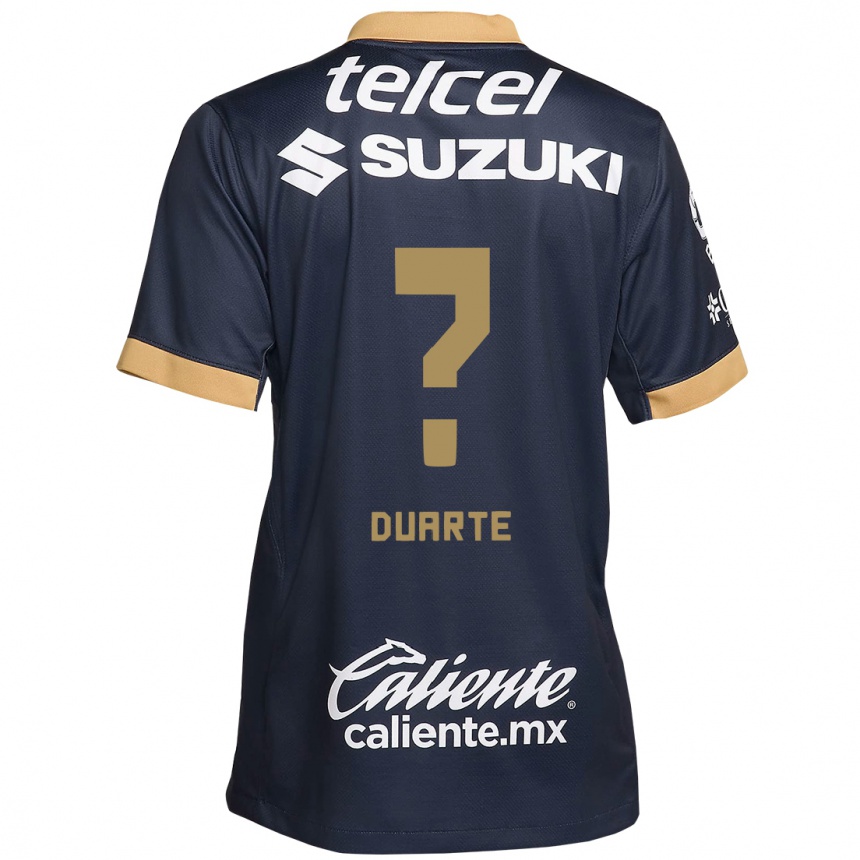 Niño Fútbol Camiseta Rubén Duarte #0 Obsidiana Dorada Blanca 2ª Equipación 2024/25 México