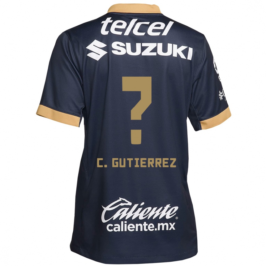 Niño Fútbol Camiseta Carlos Gutiérrez #0 Obsidiana Dorada Blanca 2ª Equipación 2024/25 México