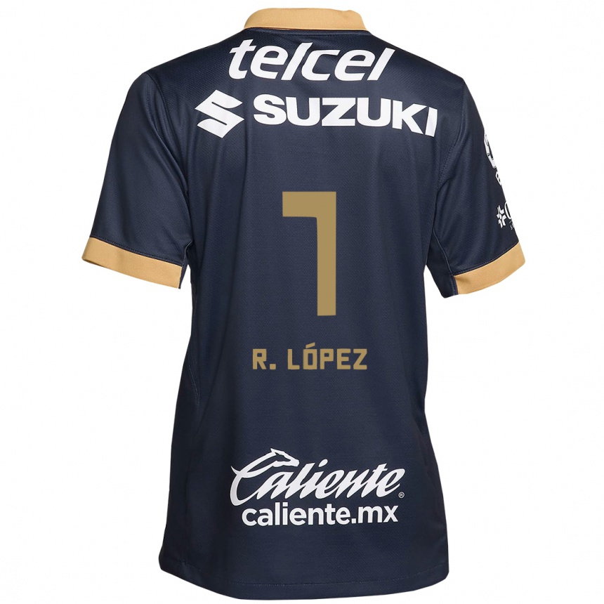 Niño Fútbol Camiseta Rodrigo López #7 Obsidiana Dorada Blanca 2ª Equipación 2024/25 México