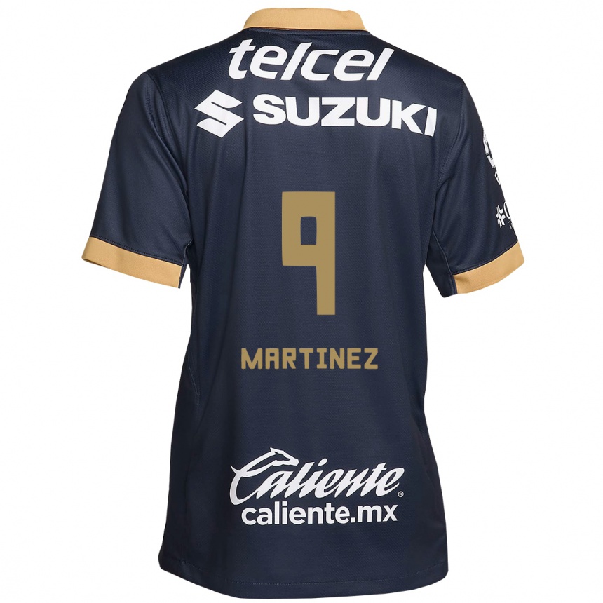 Niño Fútbol Camiseta Guillermo Martínez #9 Obsidiana Dorada Blanca 2ª Equipación 2024/25 México