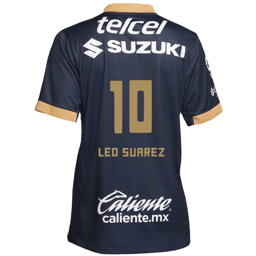 Niño Fútbol Camiseta Leo Suárez #10 Obsidiana Dorada Blanca 2ª Equipación 2024/25 México