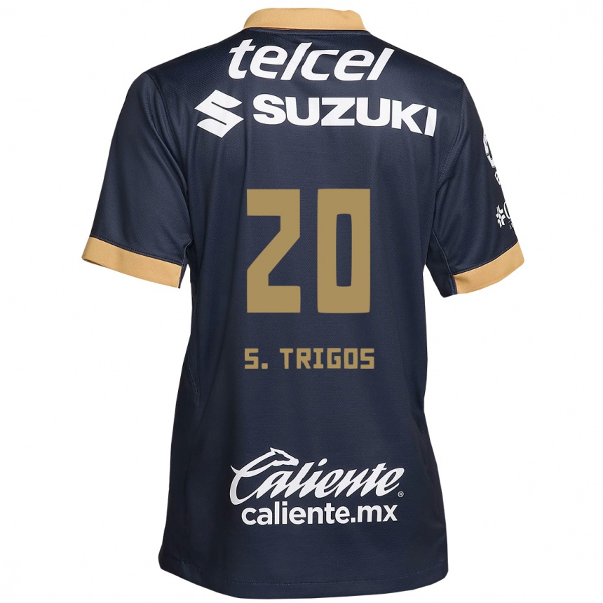 Niño Fútbol Camiseta Santiago Trigos #20 Obsidiana Dorada Blanca 2ª Equipación 2024/25 México