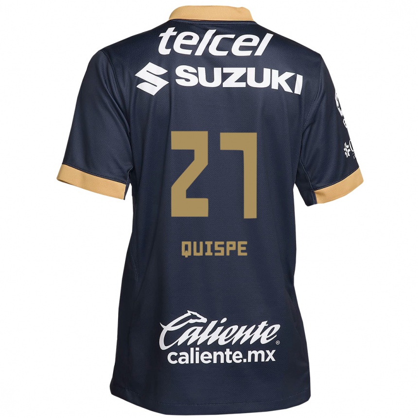 Niño Fútbol Camiseta Piero Quispe #27 Obsidiana Dorada Blanca 2ª Equipación 2024/25 México