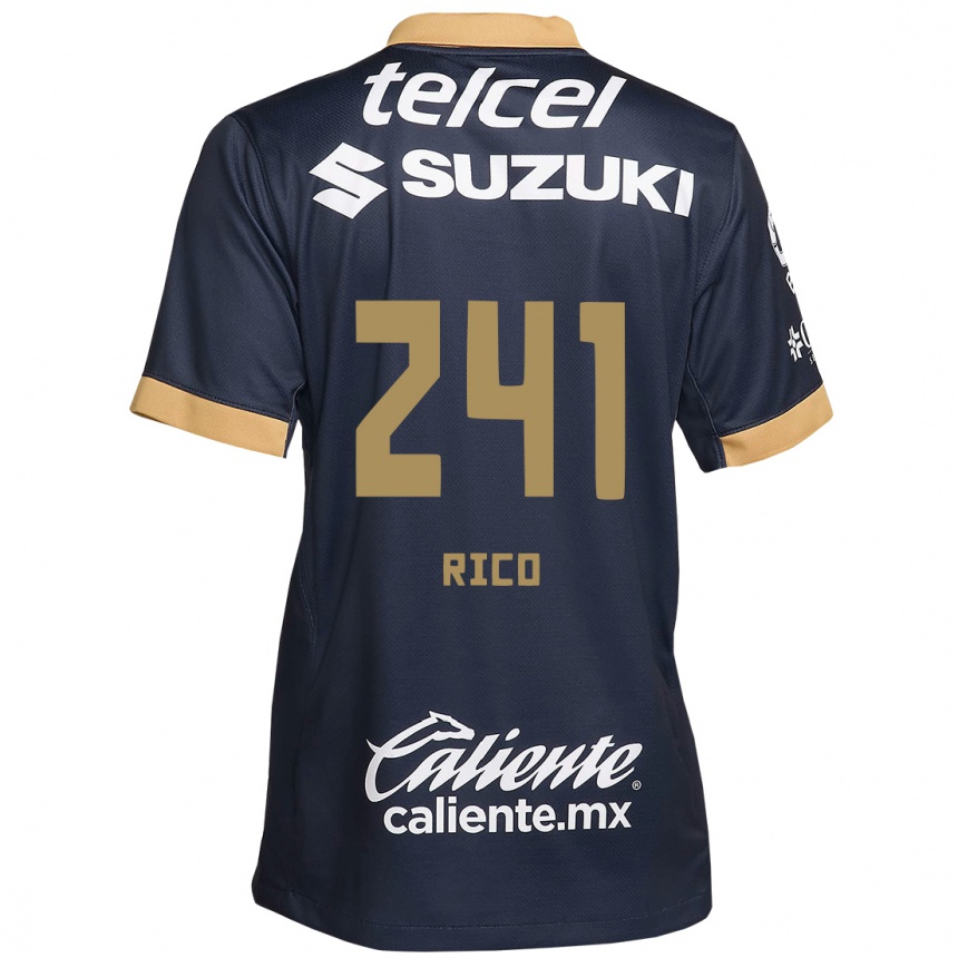 Niño Fútbol Camiseta Ángel Rico #241 Obsidiana Dorada Blanca 2ª Equipación 2024/25 México