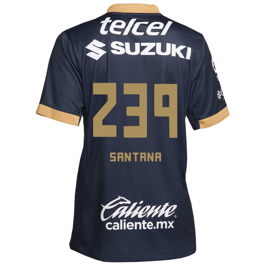 Niño Fútbol Camiseta Guillermo Santana #239 Obsidiana Dorada Blanca 2ª Equipación 2024/25 México