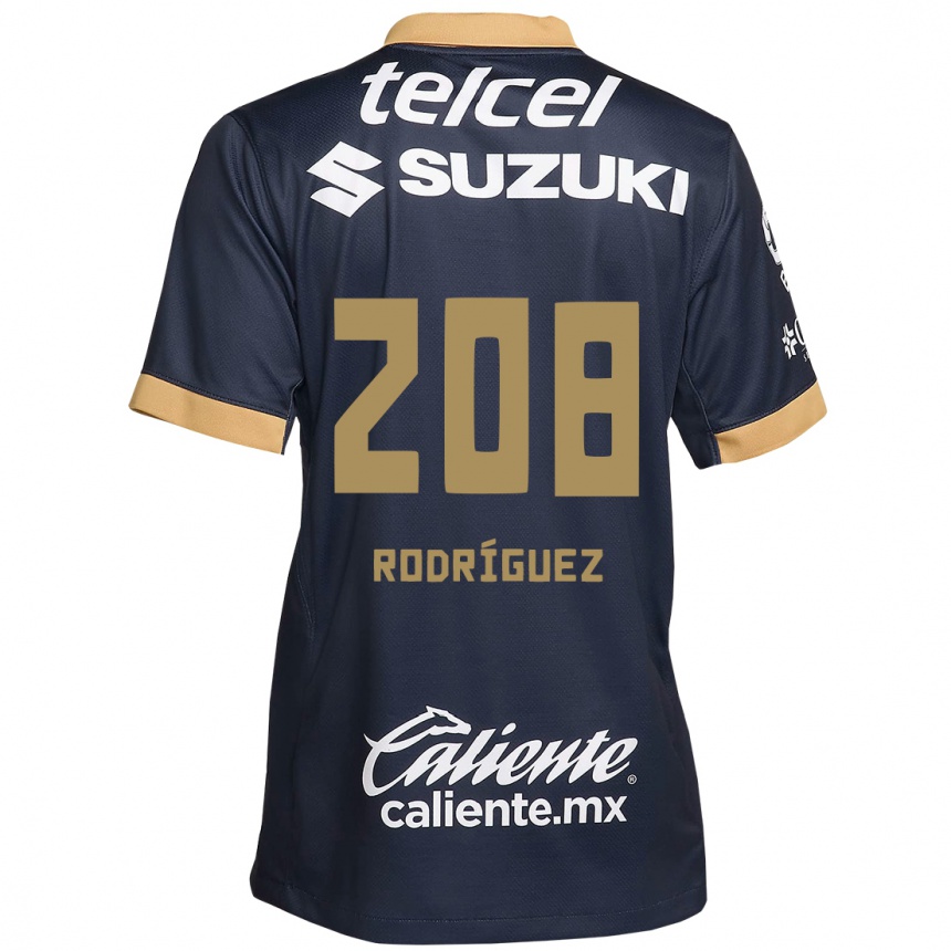 Niño Fútbol Camiseta Gael Rodríguez #208 Obsidiana Dorada Blanca 2ª Equipación 2024/25 México