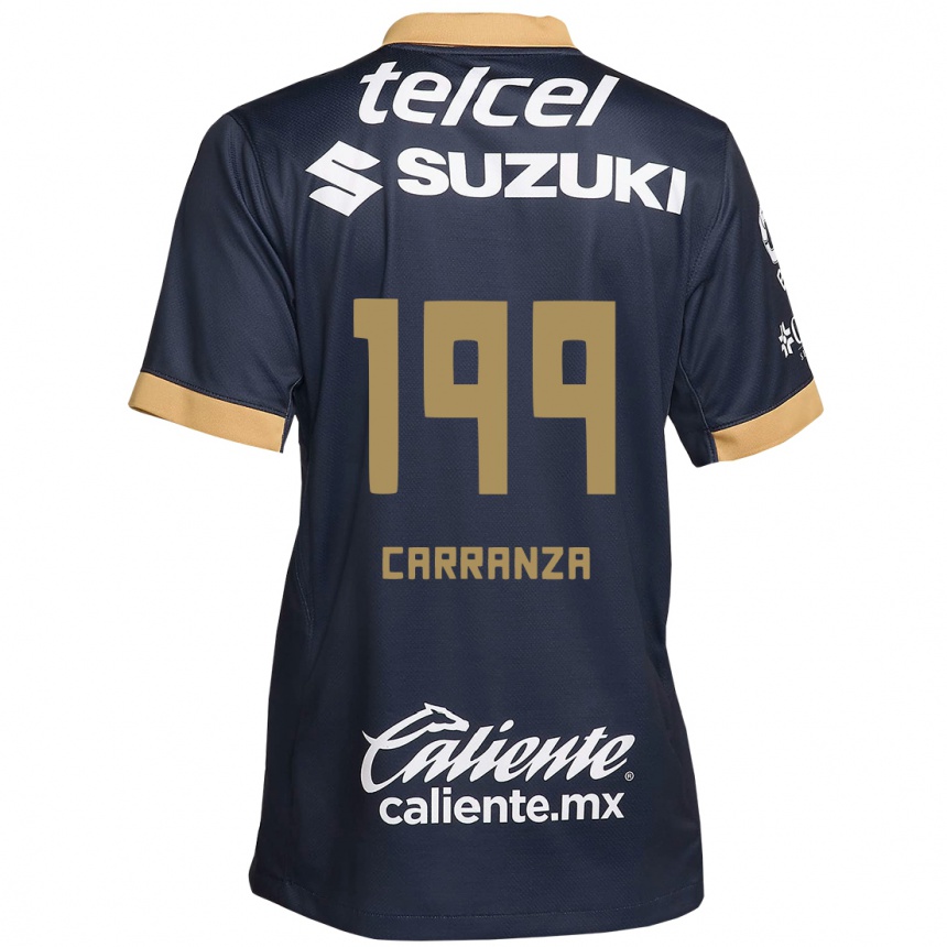 Niño Fútbol Camiseta Kléber Carranza #199 Obsidiana Dorada Blanca 2ª Equipación 2024/25 México