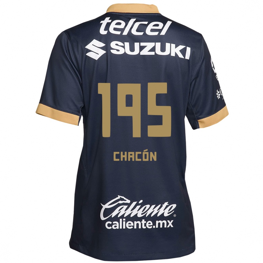 Niño Fútbol Camiseta Eduardo Chacón #195 Obsidiana Dorada Blanca 2ª Equipación 2024/25 México