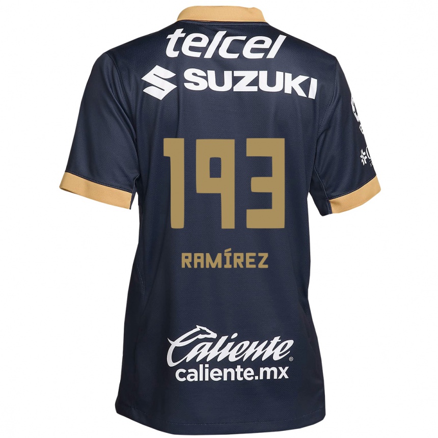 Niño Fútbol Camiseta Héctor Ramírez #193 Obsidiana Dorada Blanca 2ª Equipación 2024/25 México