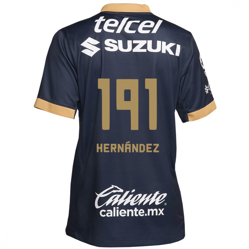 Niño Fútbol Camiseta Marco Hernández #191 Obsidiana Dorada Blanca 2ª Equipación 2024/25 México