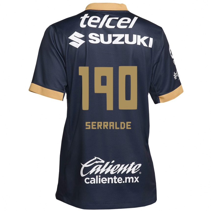 Niño Fútbol Camiseta Gerardo Serralde #190 Obsidiana Dorada Blanca 2ª Equipación 2024/25 México