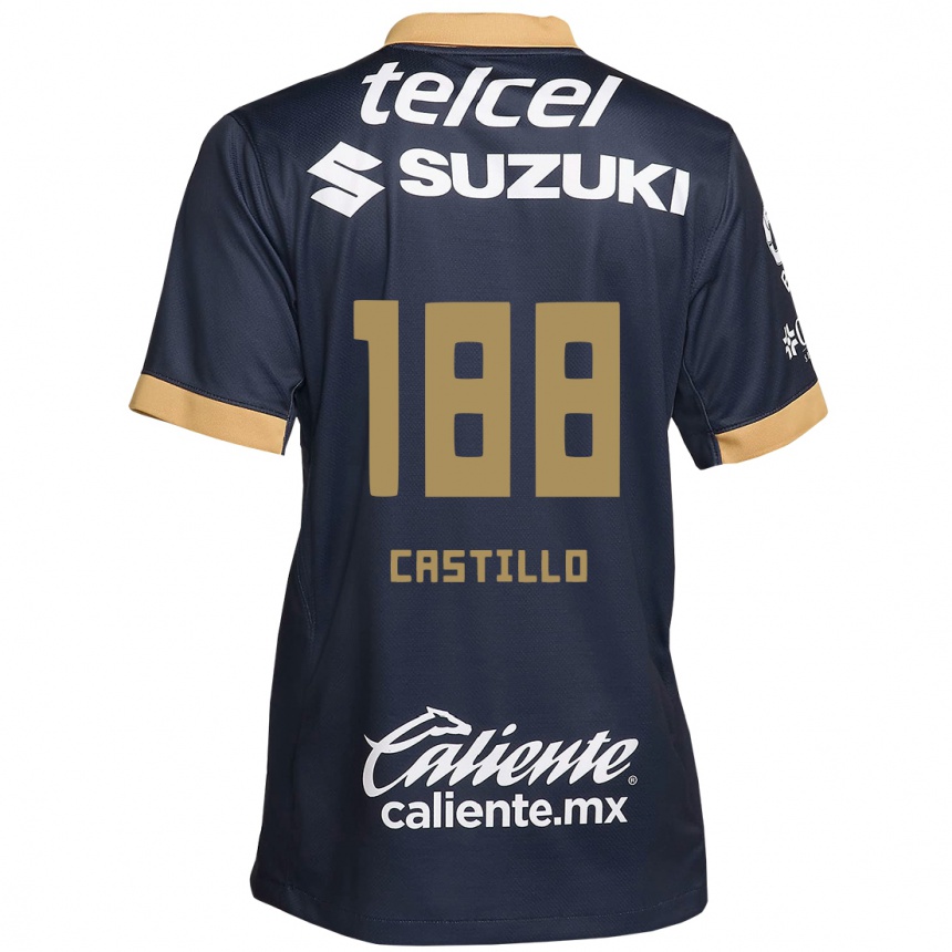 Niño Fútbol Camiseta Christian Castillo #188 Obsidiana Dorada Blanca 2ª Equipación 2024/25 México