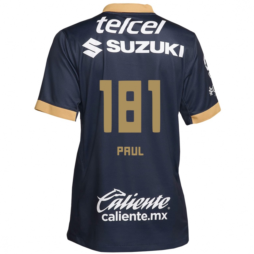 Niño Fútbol Camiseta Miguel Paul #181 Obsidiana Dorada Blanca 2ª Equipación 2024/25 México