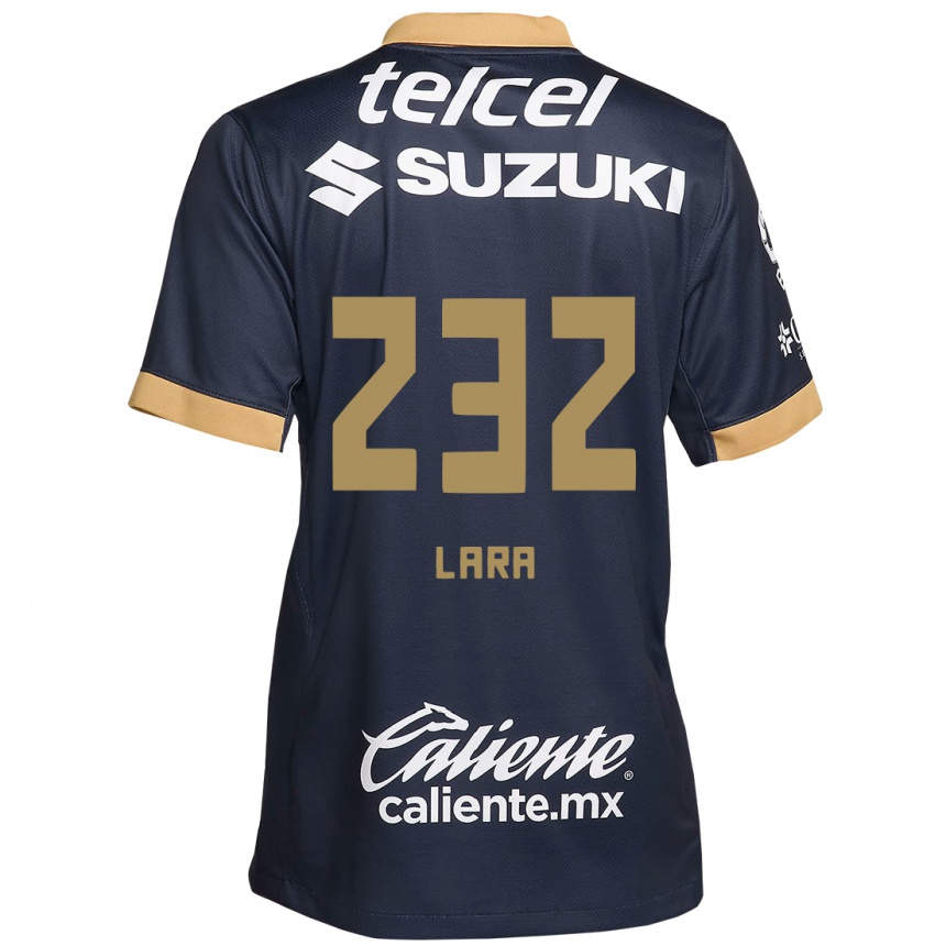 Niño Fútbol Camiseta Pablo Lara #232 Obsidiana Dorada Blanca 2ª Equipación 2024/25 México