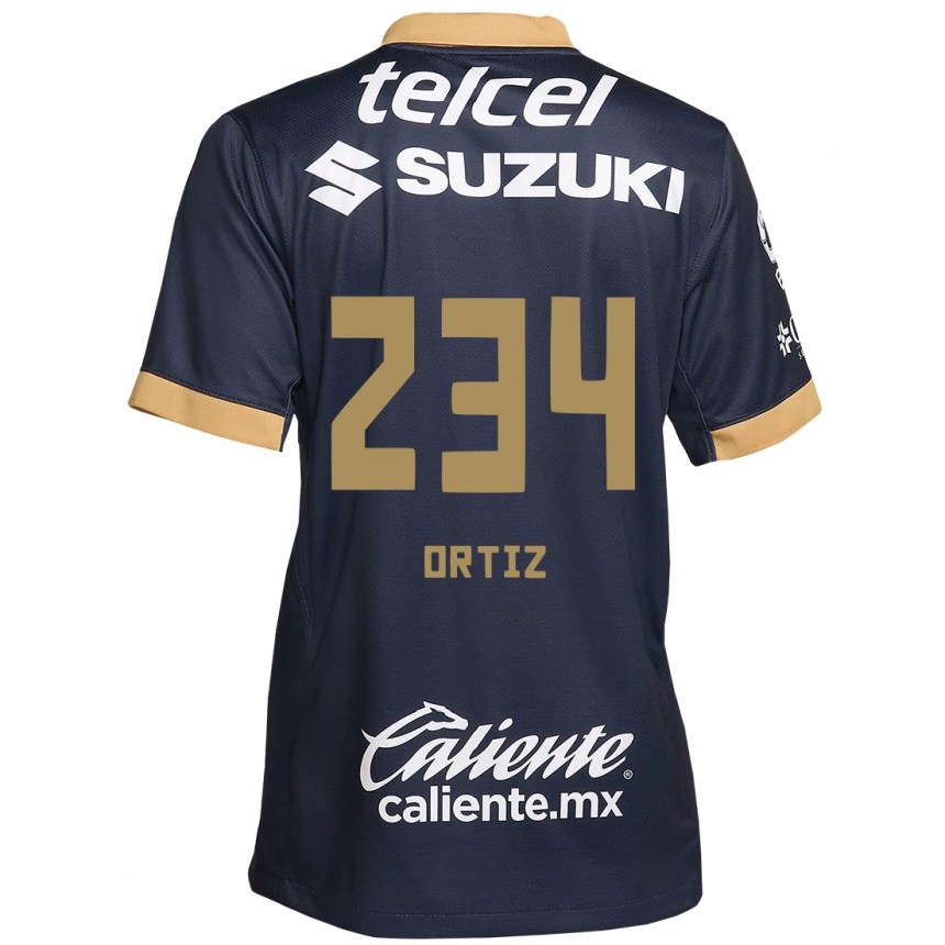 Niño Fútbol Camiseta Jorge Ortiz #234 Obsidiana Dorada Blanca 2ª Equipación 2024/25 México