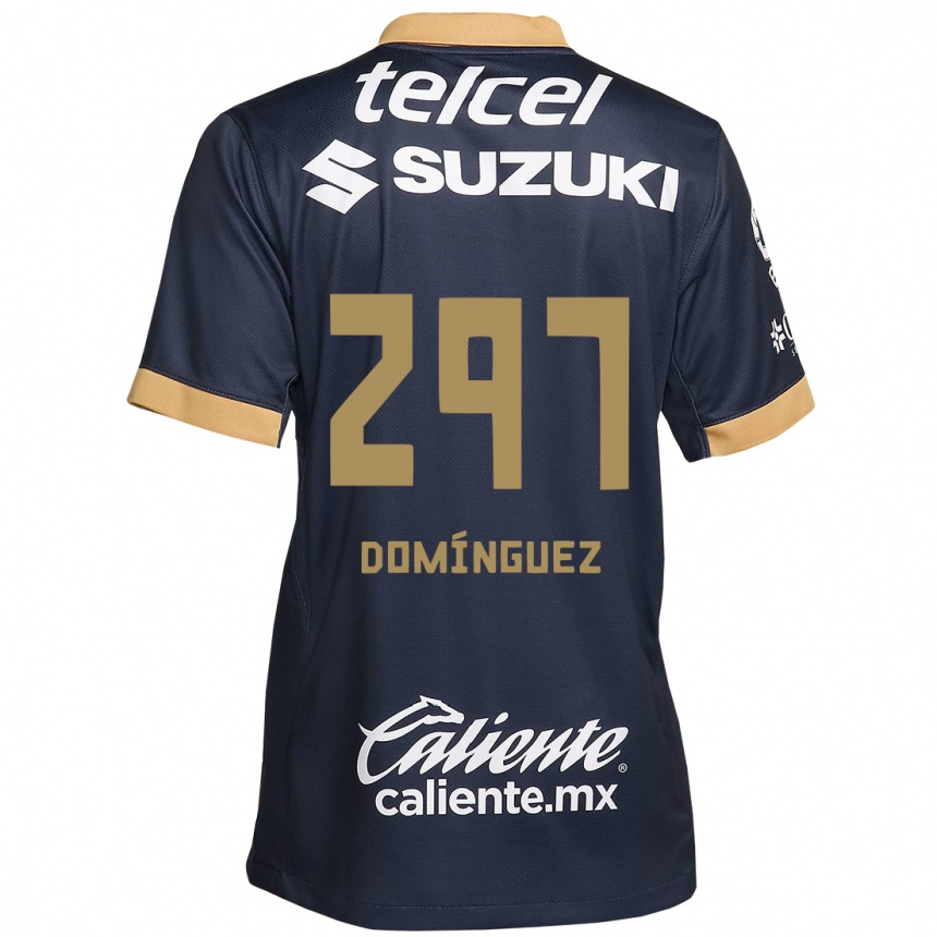 Niño Fútbol Camiseta Julio Domínguez #297 Obsidiana Dorada Blanca 2ª Equipación 2024/25 México