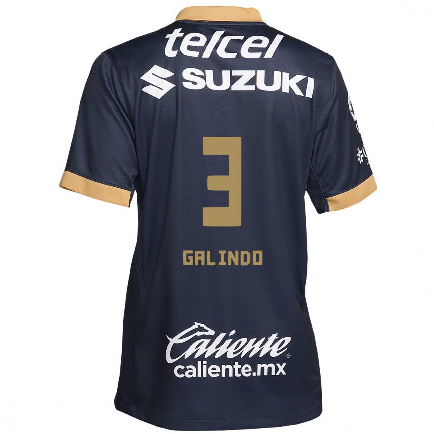 Niño Fútbol Camiseta Ricardo Galindo #3 Obsidiana Dorada Blanca 2ª Equipación 2024/25 México