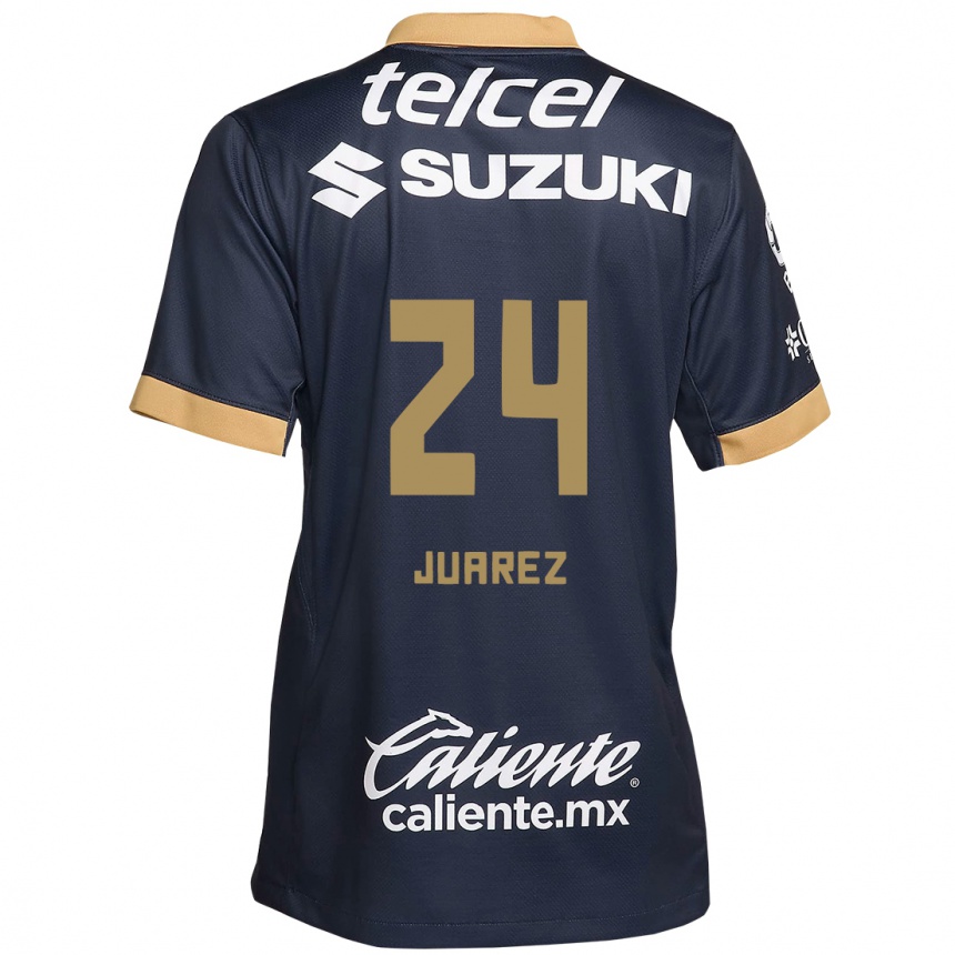 Niño Fútbol Camiseta Gabriela Juarez #24 Obsidiana Dorada Blanca 2ª Equipación 2024/25 México