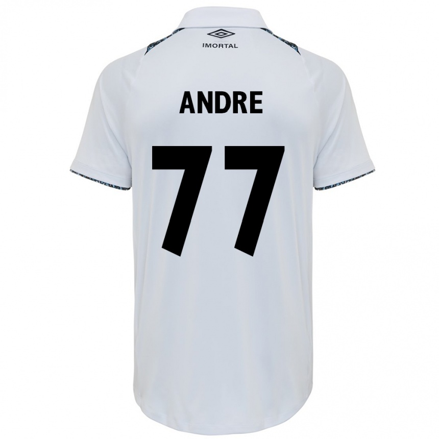 Niño Fútbol Camiseta André #77 Blanco Azul 2ª Equipación 2024/25 México