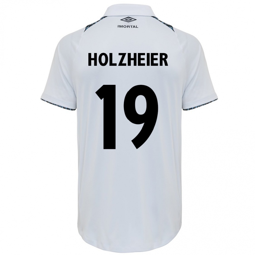 Niño Fútbol Camiseta Agostina Holzheier #19 Blanco Azul 2ª Equipación 2024/25 México