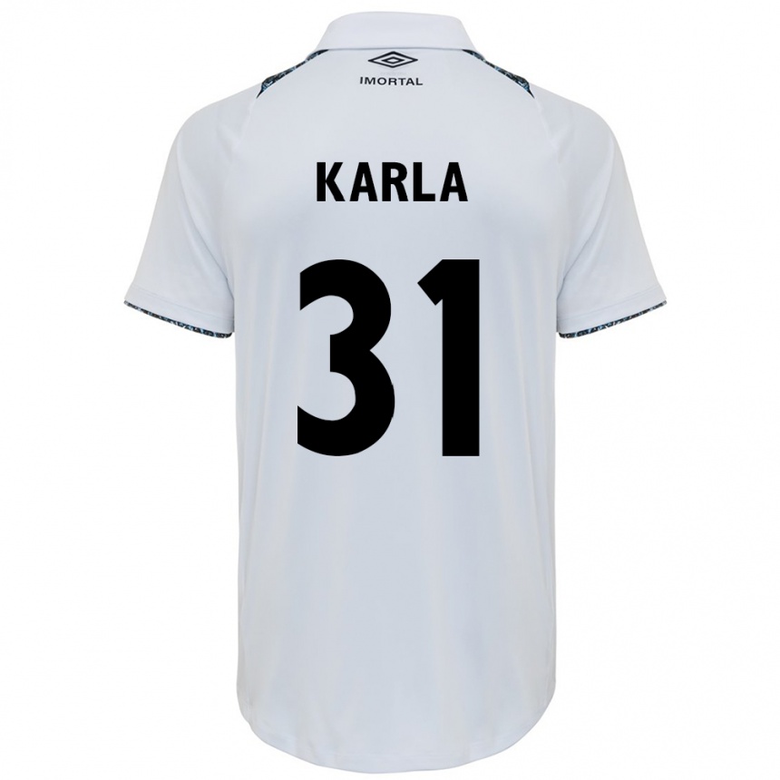 Niño Fútbol Camiseta Emmily Karla #31 Blanco Azul 2ª Equipación 2024/25 México