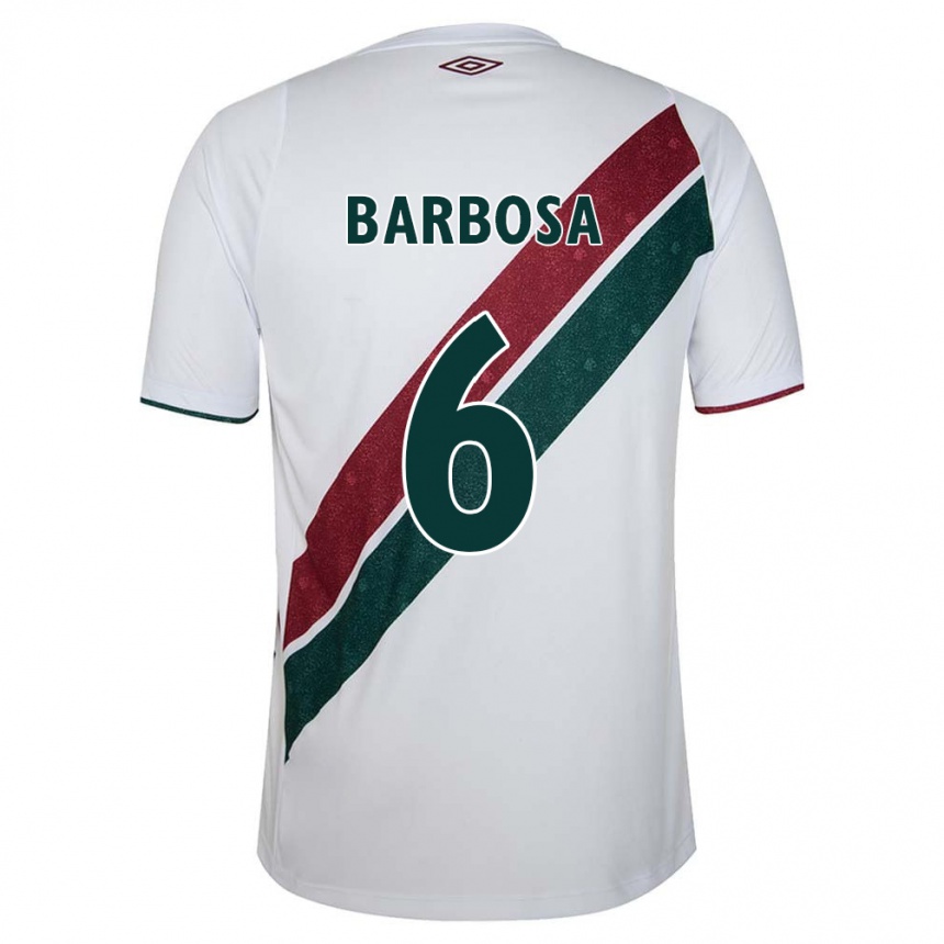 Niño Fútbol Camiseta Diogo Barbosa #6 Blanco Verde Granate 2ª Equipación 2024/25 México