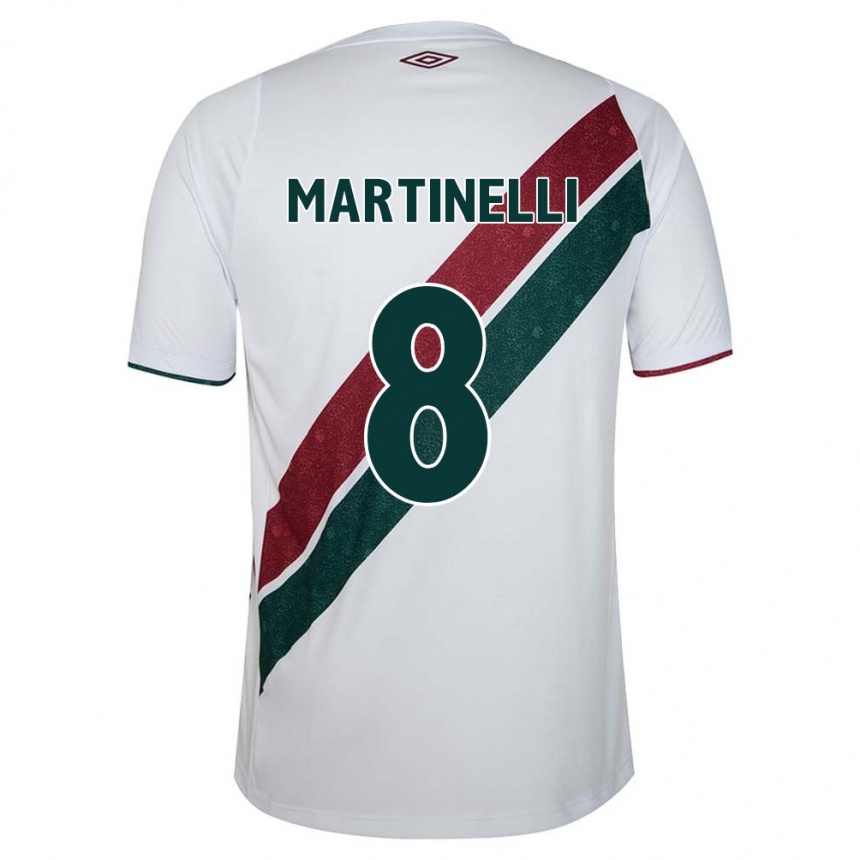 Niño Fútbol Camiseta Martinelli #8 Blanco Verde Granate 2ª Equipación 2024/25 México